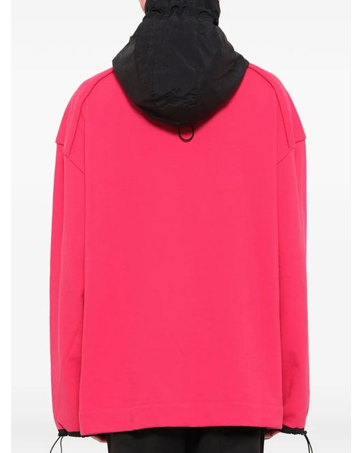 Juun.J Pink Logo-Print Drawstring-Cuff Hoodie for men