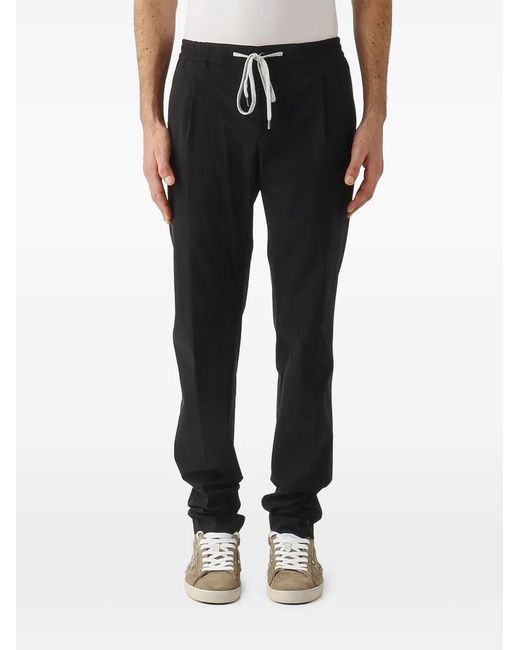 PT Torino Black Drawstring Pleated Trousers for men