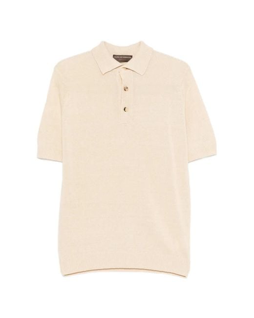 FILIPPO DE LAURENTIIS Natural Short-Sleeve Polo for men