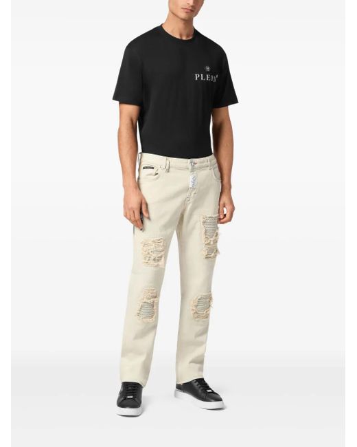 Philipp Plein Natural Logo-Patch Jeans for men