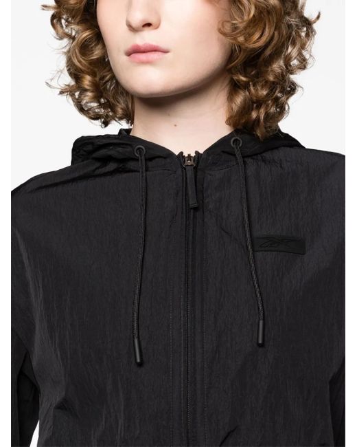 Reebok Black Hooded Cropped Track Jacket