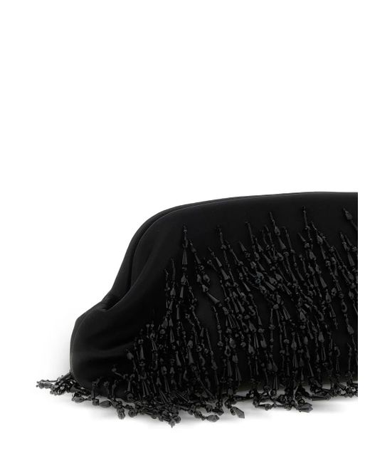 Alberta Ferretti Black Beaded-Fringe Clutch