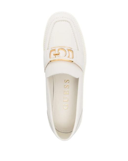 Guess White Shuttle Loafers