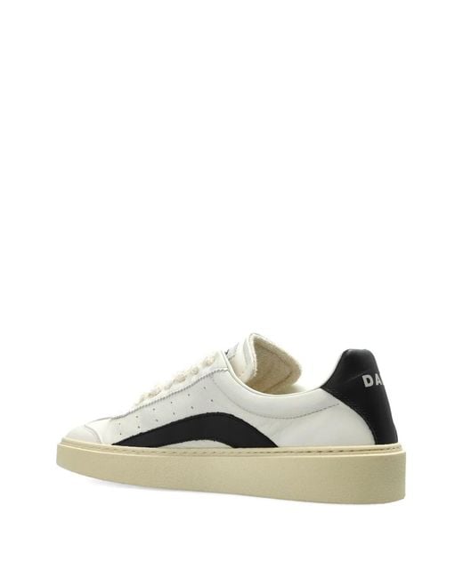 DSquared² White Rider Perforated Striped Leather Sneakers