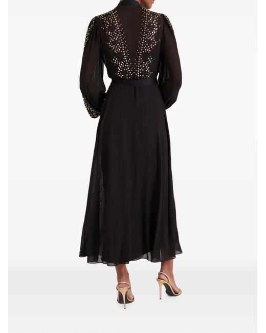Temperley London Black Oberon Crystal-Embellished Maxi Dress