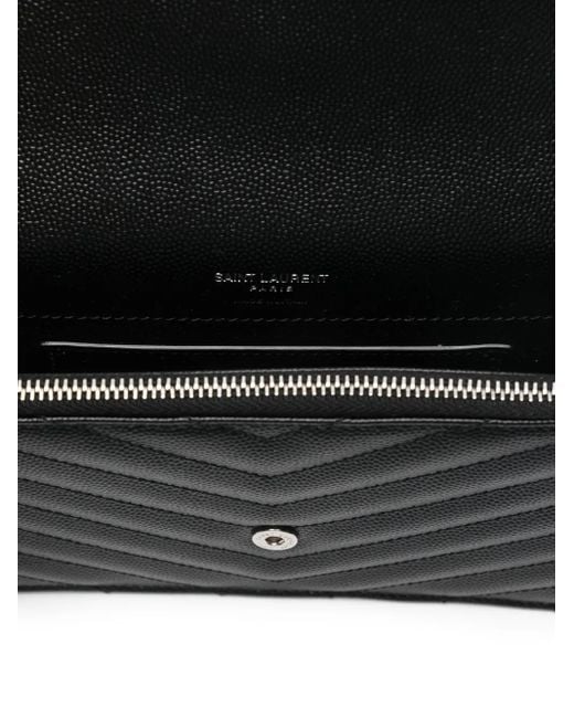 Saint Laurent Black Chevron Chain Clutch Bag