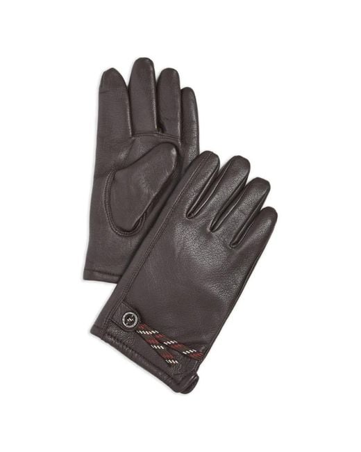 Polo Ralph Lauren Gray Knit Lined Leather Gloves for men