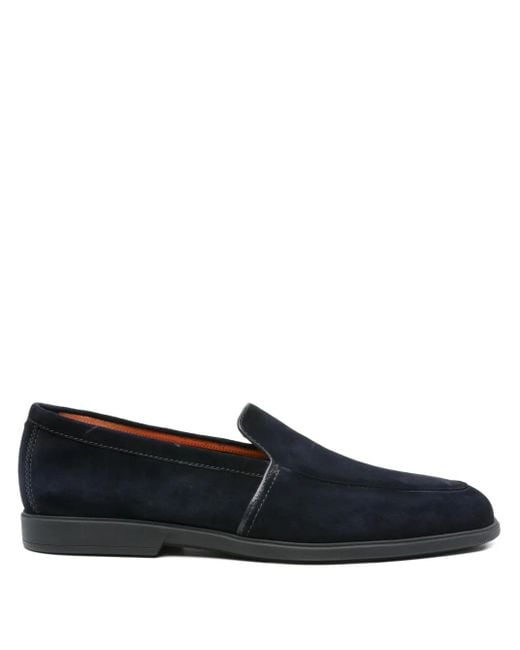 Santoni Blue Suede Loafers for men