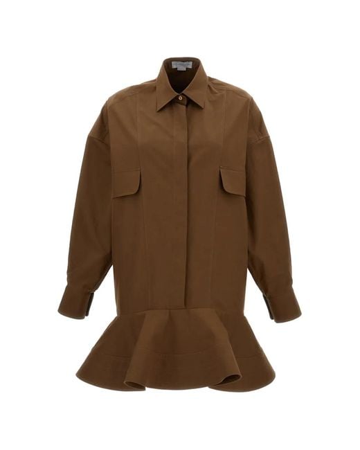 Stella McCartney Brown Ruffled-Hem Mini Dress