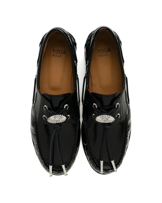 Toga Black Embellished Loafers