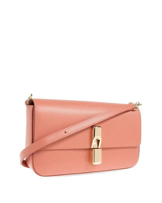 Furla Pink Iridie Leather Shoulder Bag