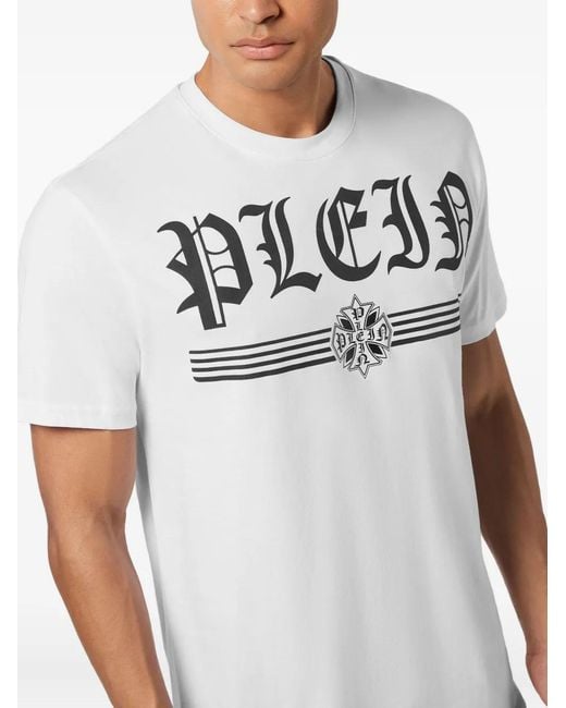 Philipp Plein White Logo-Print Crew-Neck T-Shirt for men