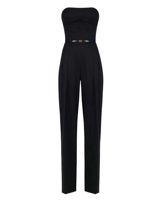 Elisabetta Franchi Black Bandeau Belted Jumpsuit
