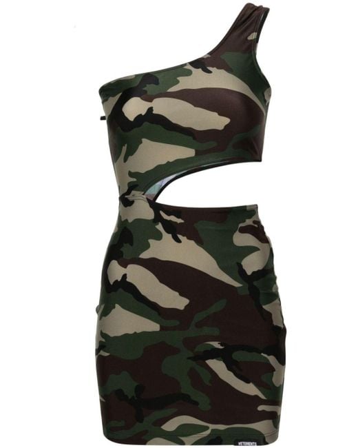 Vetements Black Cout-Out-Minikleid mit Camouflage-Print