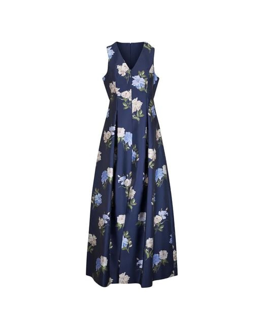 Sachin & Babi Blue Floral-Print Pleated Dress