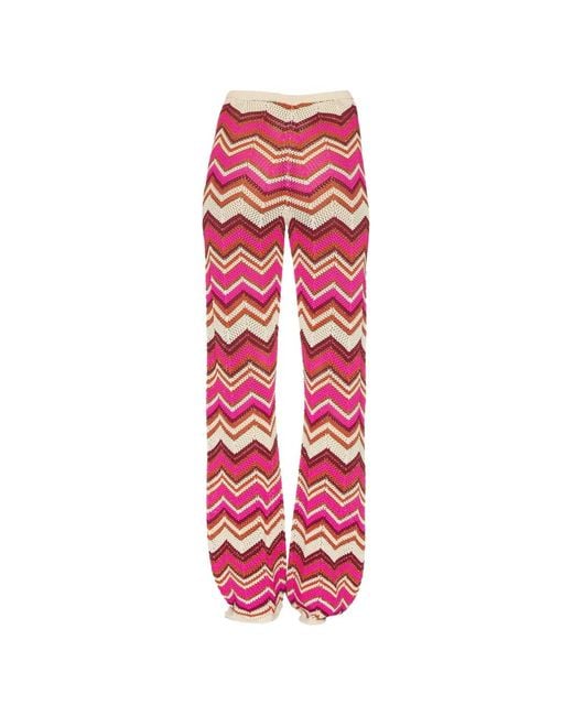 Devon Windsor Red Cierra Chevron-Knit Trousers
