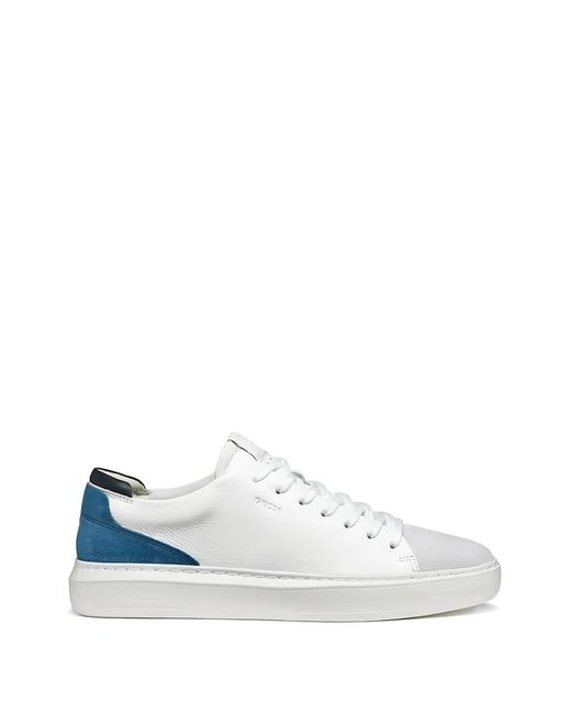 Geox White Suede Panelled Sneakers for men