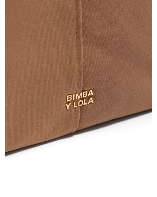 Bimba Y Lola Brown Large Logo-Plaque Shoulder Bag