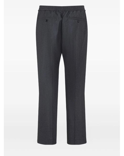 AMI Gray Elasticated-Waist Wool Trousers for men