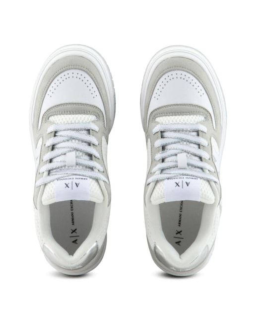Armani Exchange White Sneakers mit Logo-Applikation