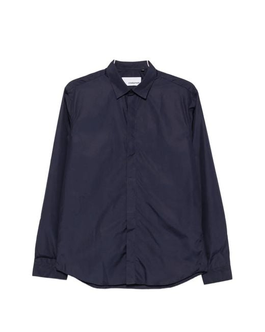 Costumein Blue Concealed-Front Shirt for men