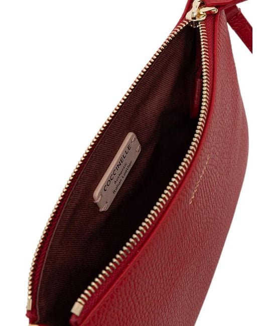 Coccinelle Red Grained Crossbody Bag
