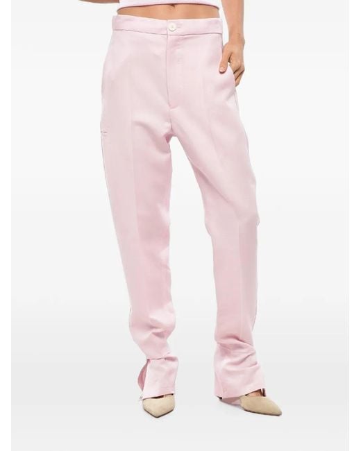 Setchu Pink Button-Hem Tailored Trousers