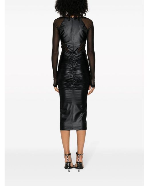 Versace Black V-emblem Cut-out Midi Dress