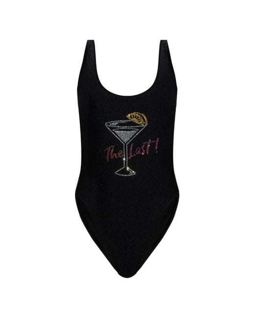 Oseree Black Gem-Embellished Swimsuit