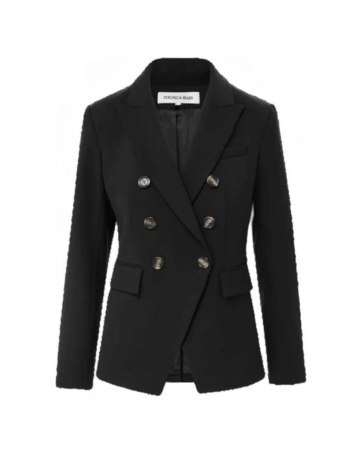 Veronica Beard Black Miller Dickey Double-Breasted Blazer