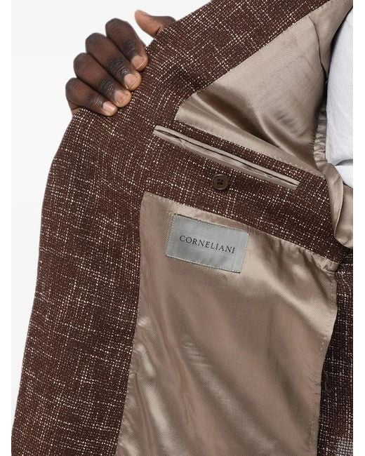 Corneliani Brown Gate Hopsack-Pattern Jacket for men