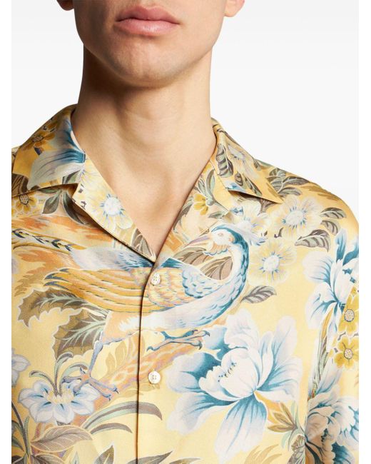 Etro Metallic Floral-print Silk Shirt for men