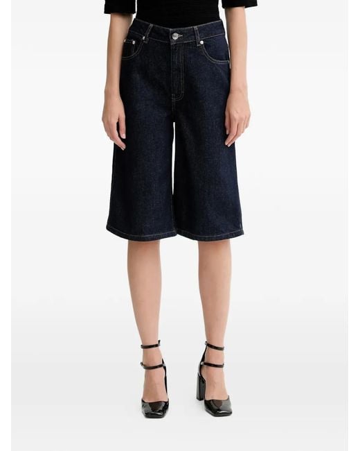 Gestuz Black Logo-Patch Shorts