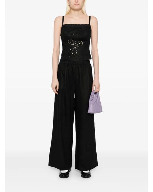 Reformation Black Eva Linen Top