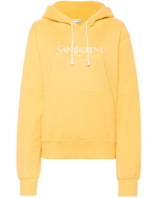 Saint Laurent Katoenen Hoodie Met Logoprint in het Yellow