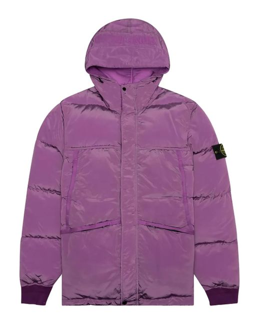メンズ Stone Island フーデッド ダウンジャケット Purple