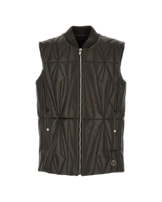 メンズ Moncler X Moncler キルティングレザーベスト ブラック | Lyst
