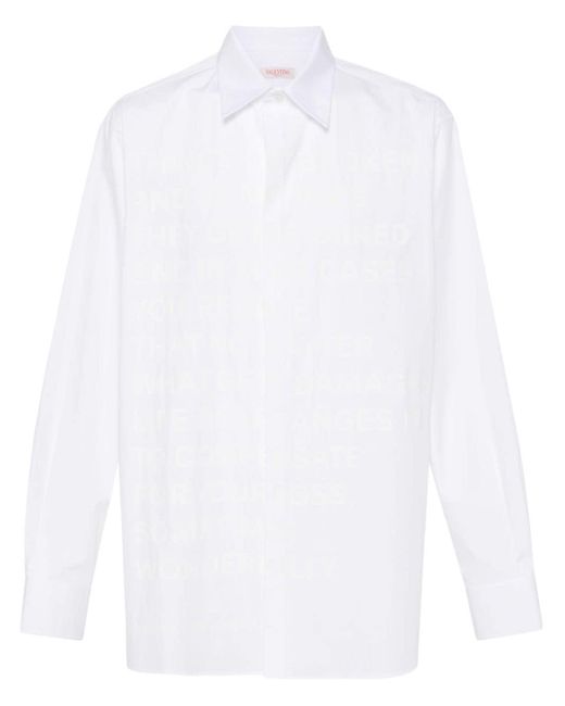 Valentino Garavani White Slogan-print Cotton Shirt for men