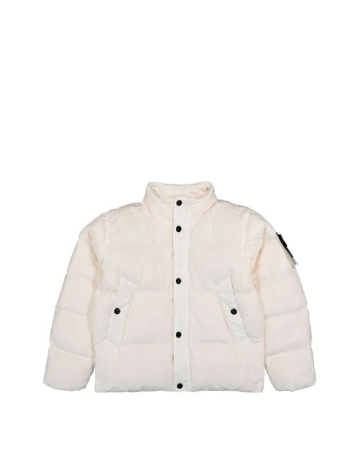 Stone Island White 4100109 Crinkle Reps Ny Down Jacket for men