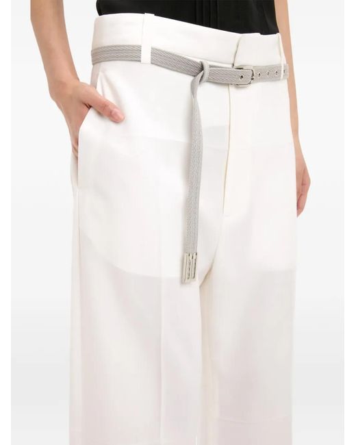 Victoria Beckham White Straight-Leg Folded Trousers