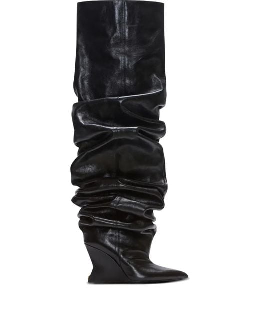 Balmain Black Wedge-Stiefel Mit Wedge-Absatz 95Mm