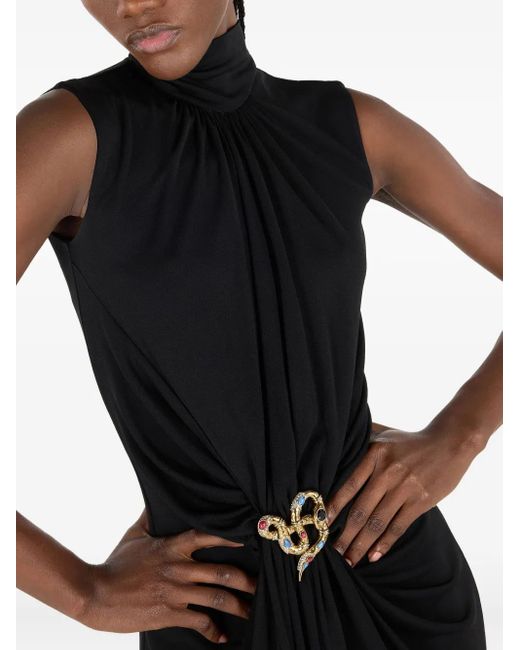 Roberto Cavalli Black Kleid Mit Stehkragen