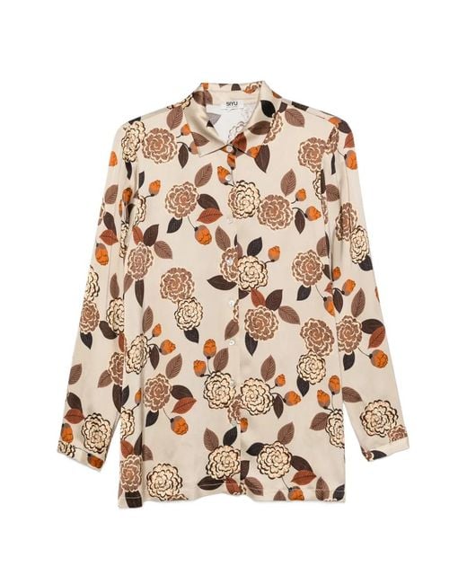 Siyu Natural Floral-Print Long-Sleeve Shirt
