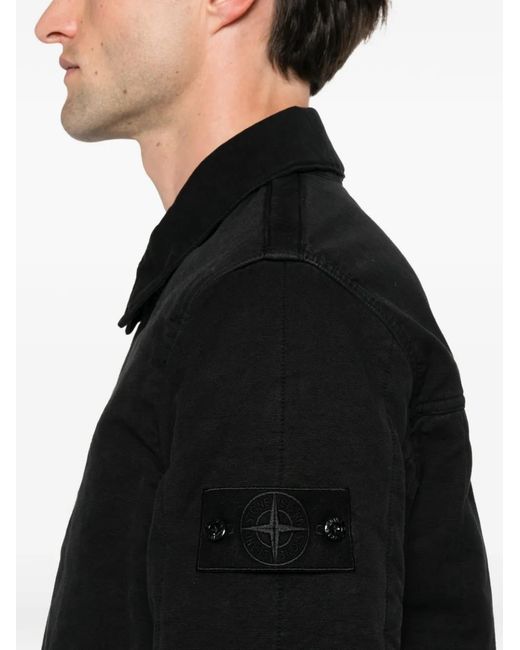 Stone Island Black Logo-Patch Pocket Jacket for men