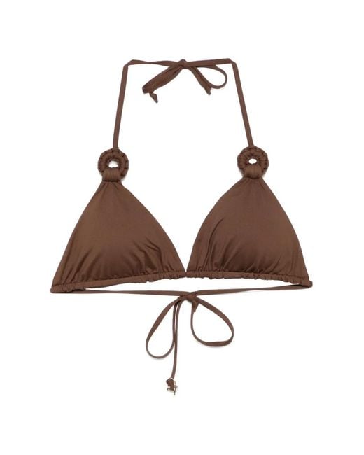Fisico Brown Ring-Detail Triangle Bikini Top