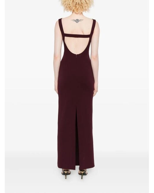 Solace London Purple Sleeveless Boat-Neck Maxi Dress