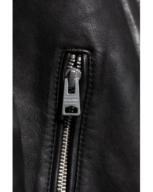 AllSaints Black Sheepskin Leather Biker Jacket for men
