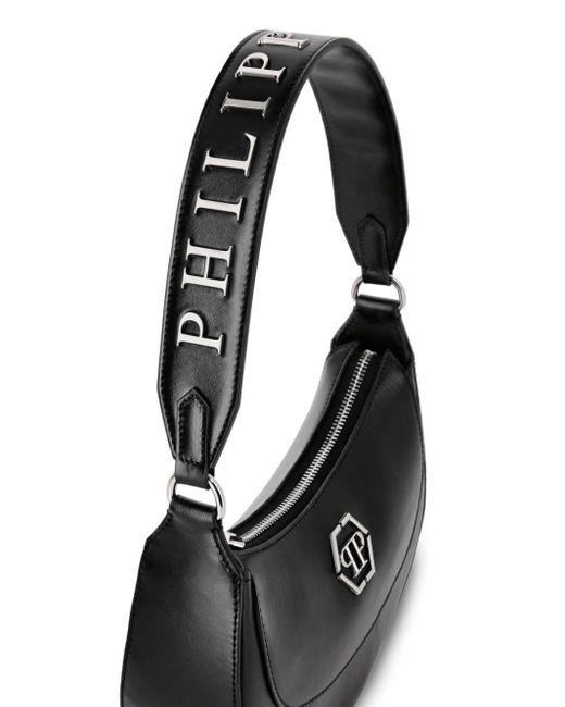 Sac porté épaule en cuir à plaque logo Philipp Plein en coloris Black