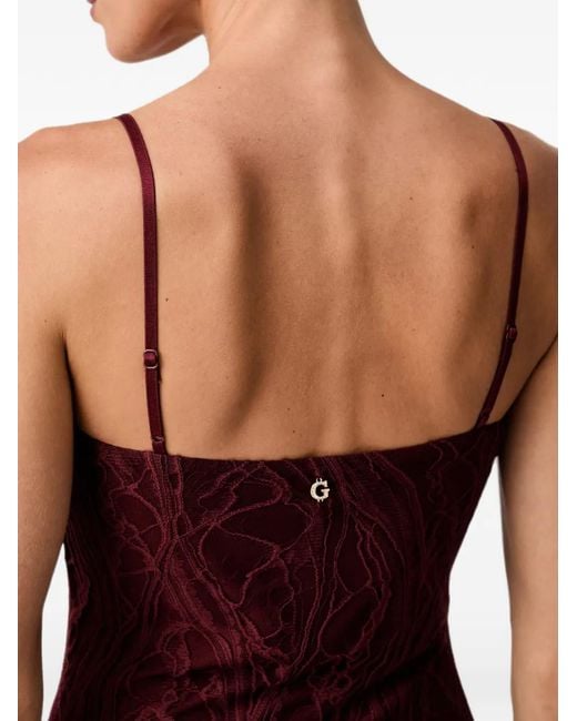 Guess Red Lace-Overlay Spaghetti-Strap Dress