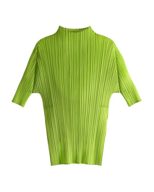Pleats Please Issey Miyake Lucid Pleats High-neck Top Green
